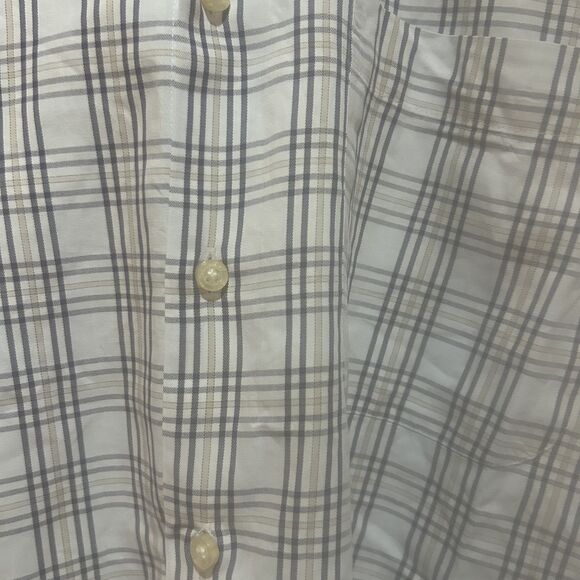 Peter Millar Dress Shirt Mens L Button Down Collar Plaid Gray Beige Corpcore - Picture 5 of 12